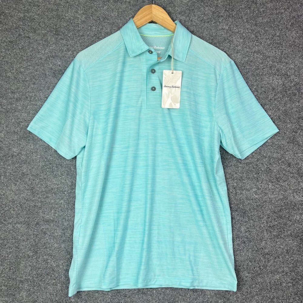 NEW Tommy Bahama blue Island‎ Zone Short Sleeve 3-Button Men's Polo Small